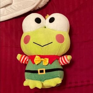 Frog Plush Toy with Red and Green Outfit
